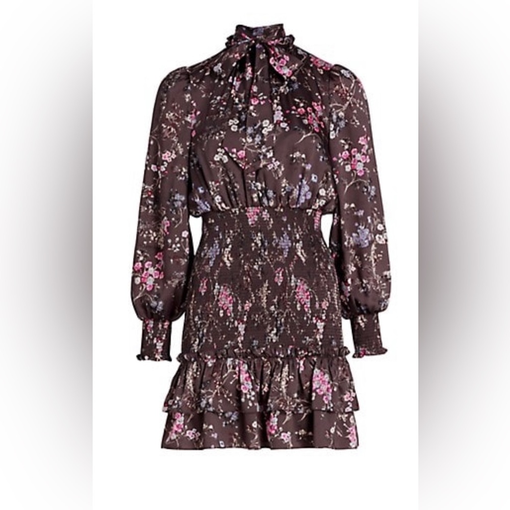Cinq à Sept Floral Mini Dress - Brown and Pink